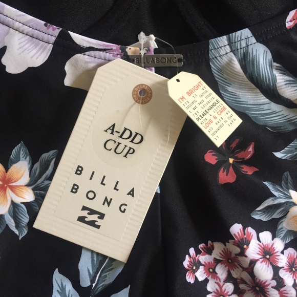 BILLABONG one piece sz 8 swimmers NEW Tiki black floral  underwire adjustable - Picture 5 of 13